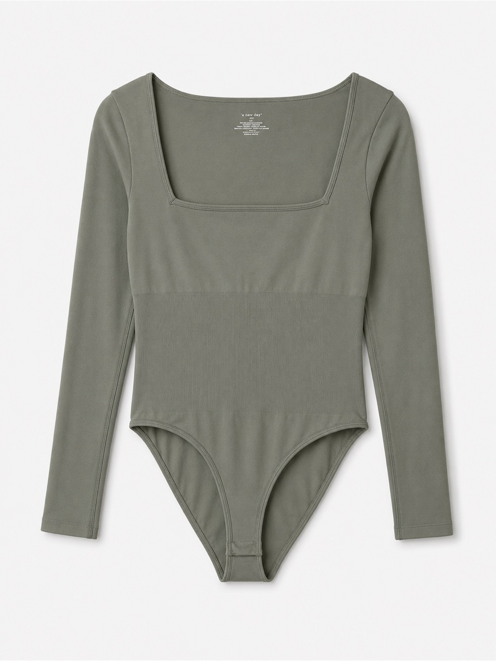 Clozoz Amazon Sage Green Ribbed Long Sleeve Bodysuit Size M